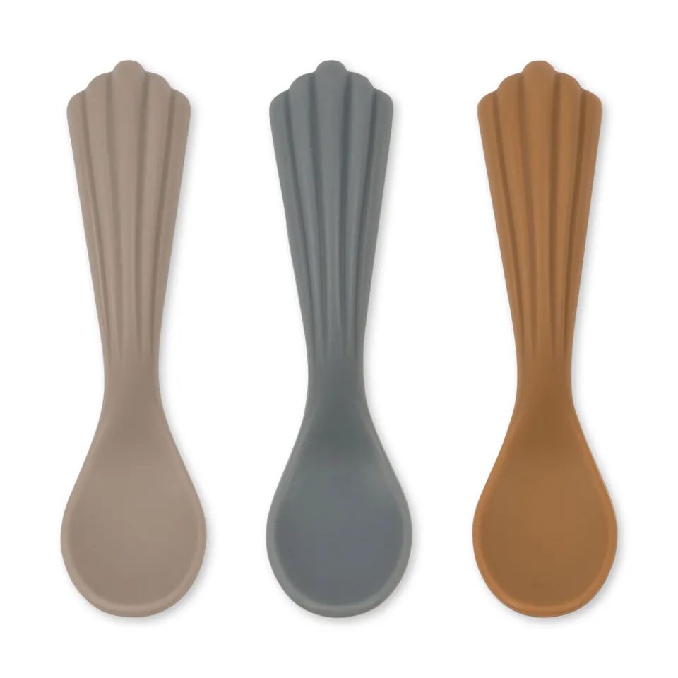 Konges Sløjd Spisetid|3 pak silikoneskeer - WARM GREY warmgrey
