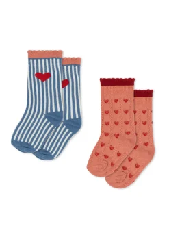 Konges Sløjd Accessories|2 pak strømper - HEART MIX heartmix